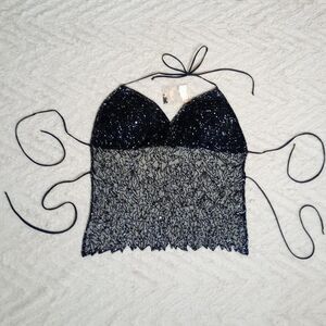 Vintage 90s Y2K Backless Beaded Fairy Halter